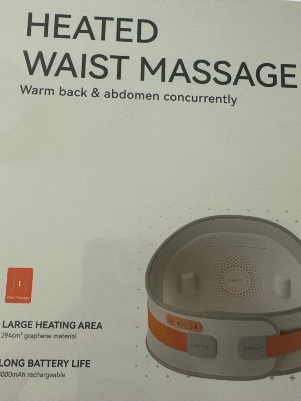 Heated Waist Massage Belt - Gray and Orange